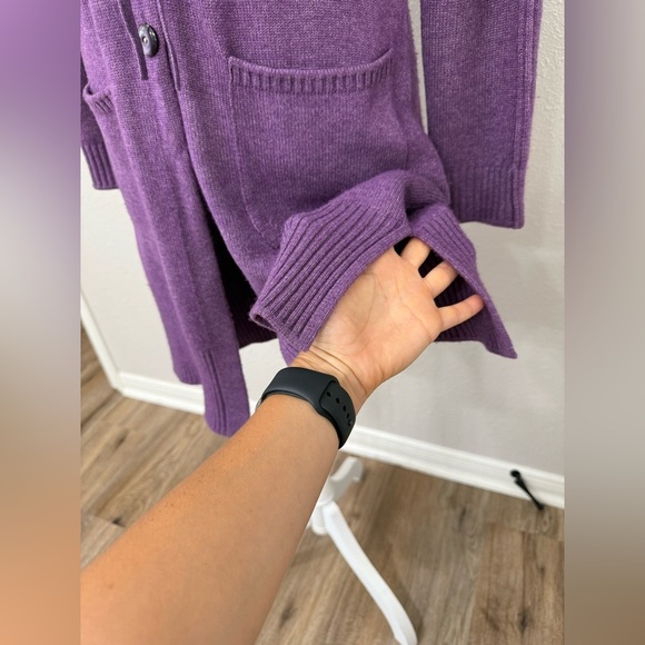 Escada Purple Wool Raccoon Fur Collar Detail Cardigan Size 34 Small - Picture 5 of 15